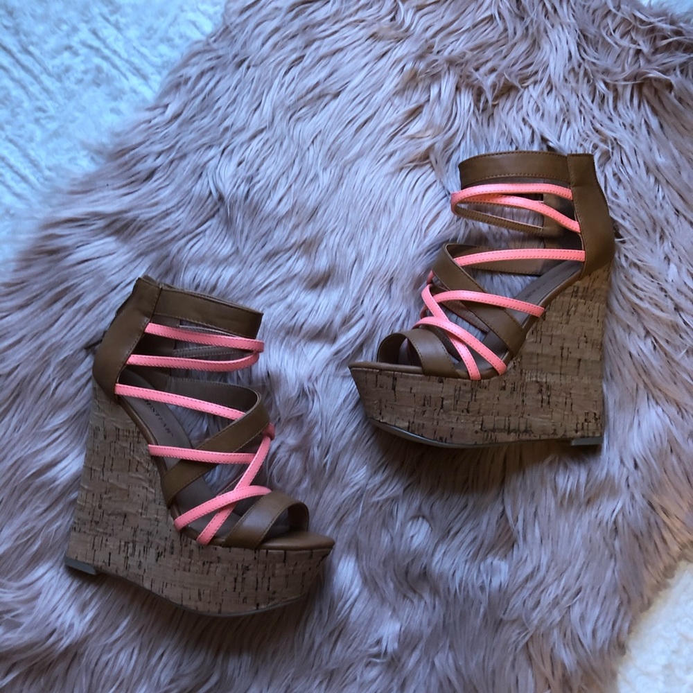 JustFab Neon Pink Wedges